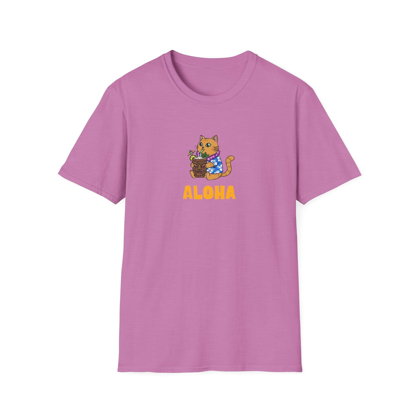 Aloha Cat T-Shirt | Hawaiian Shirt Kitty | Tropical Drink Tee | Summer Vacation Gift