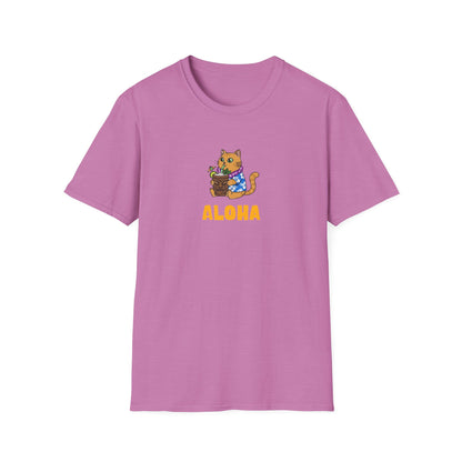 Aloha Cat T-Shirt | Hawaiian Shirt Kitty | Tropical Drink Tee | Summer Vacation Gift