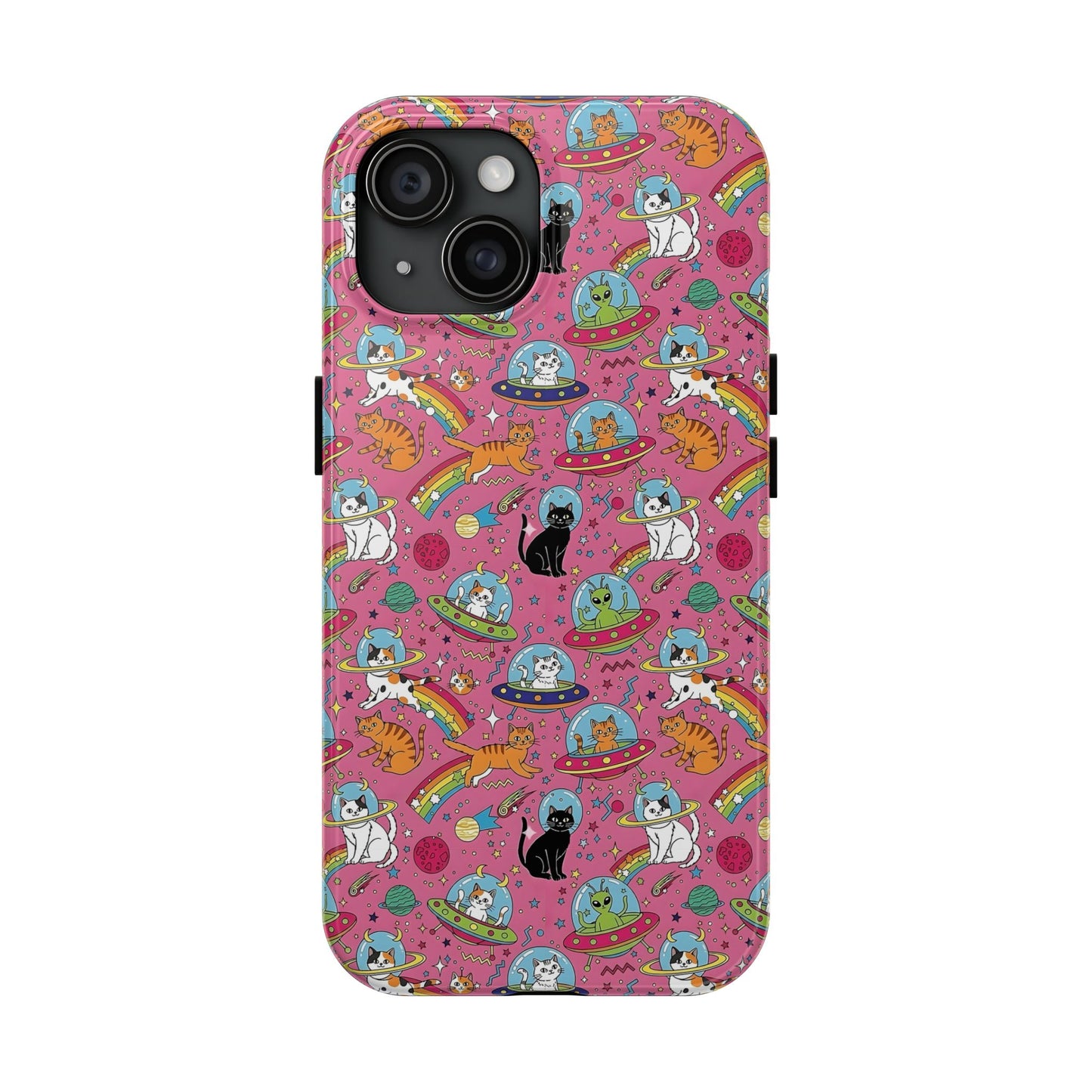 Whimsical Galaxy Cat Tough Phone Case | Cute Cosmic Kitty Cover