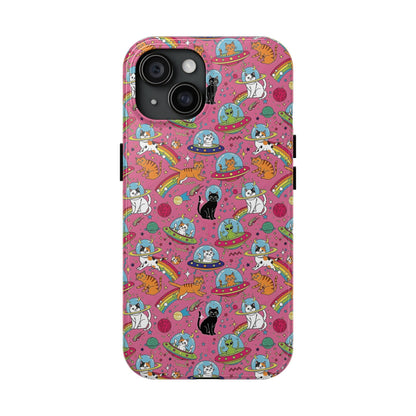 Whimsical Galaxy Cat Tough Phone Case | Cute Cosmic Kitty Cover