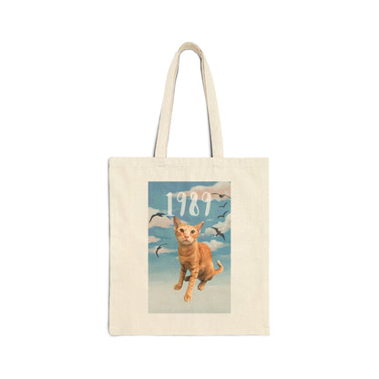Synth-Pop Cat Tote Bag | Cityscape Tote | Cat Lover Gift | Pop Music Fan Bag