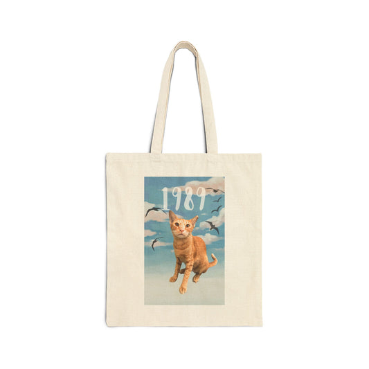Synth-Pop Cat Tote Bag | Cityscape Tote | Cat Lover Gift | Pop Music Fan Bag