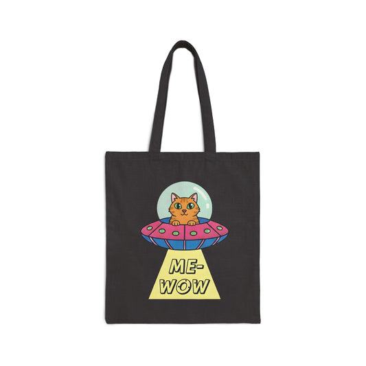 UFO Cat Tote Bag | ME-WOW Canvas Bag | Unique Sci-Fi Gift