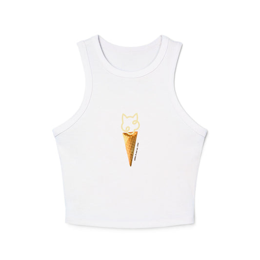 Cat ice cream cone ribbed racer tank