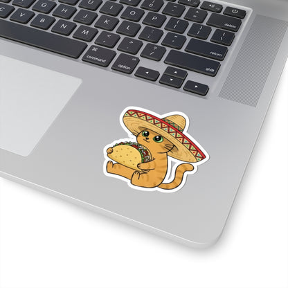 Funny Taco Cat Sticker | Cute Sombrero Vinyl Decal