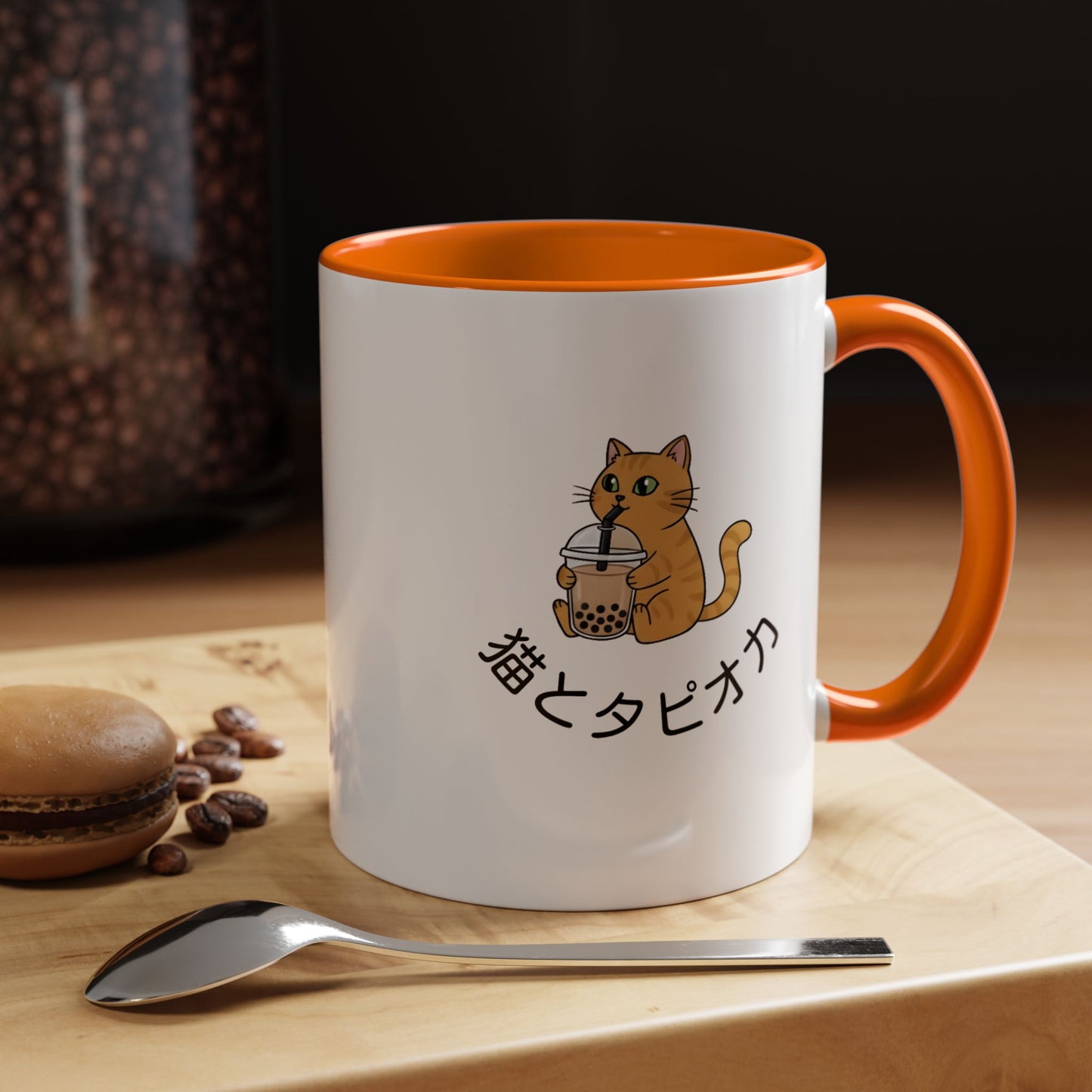 Coffee Mug - Orange Cat Holding Bubble Tea