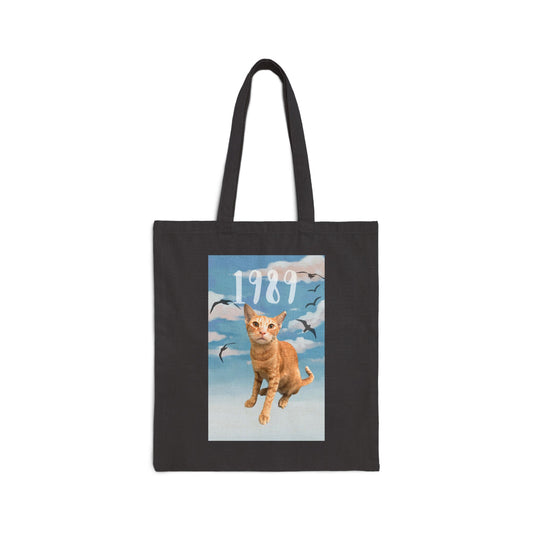 Synth-Pop Cat Tote Bag | Cityscape Tote | Cat Lover Gift | Pop Music Fan Bag