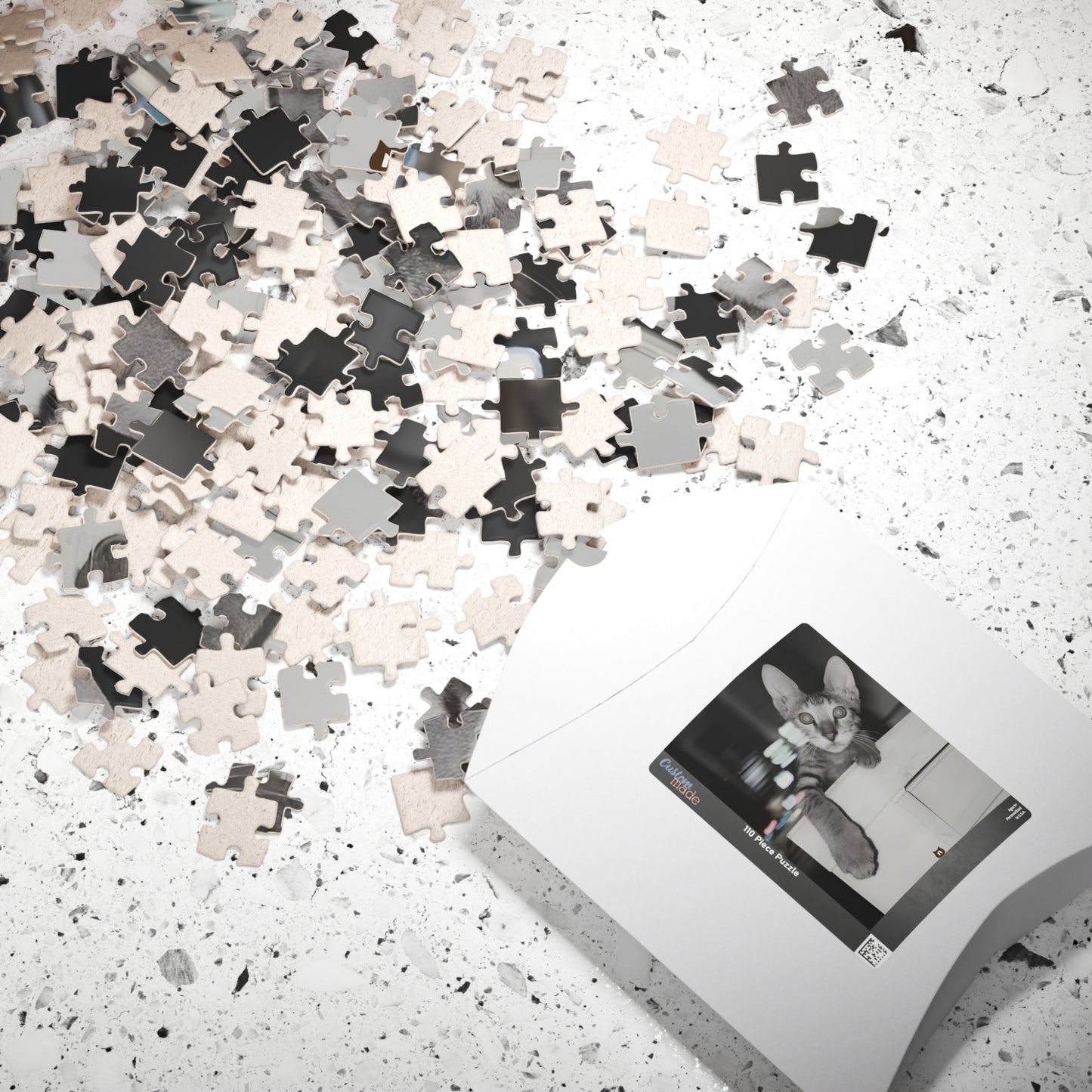 Black & White Tabby Cat Jigsaw Puzzle 110–1014 pcs