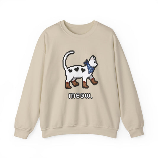 Cowboy Cat Sweatshirt – Cute Retro Pixel Cat Graphic Jumper