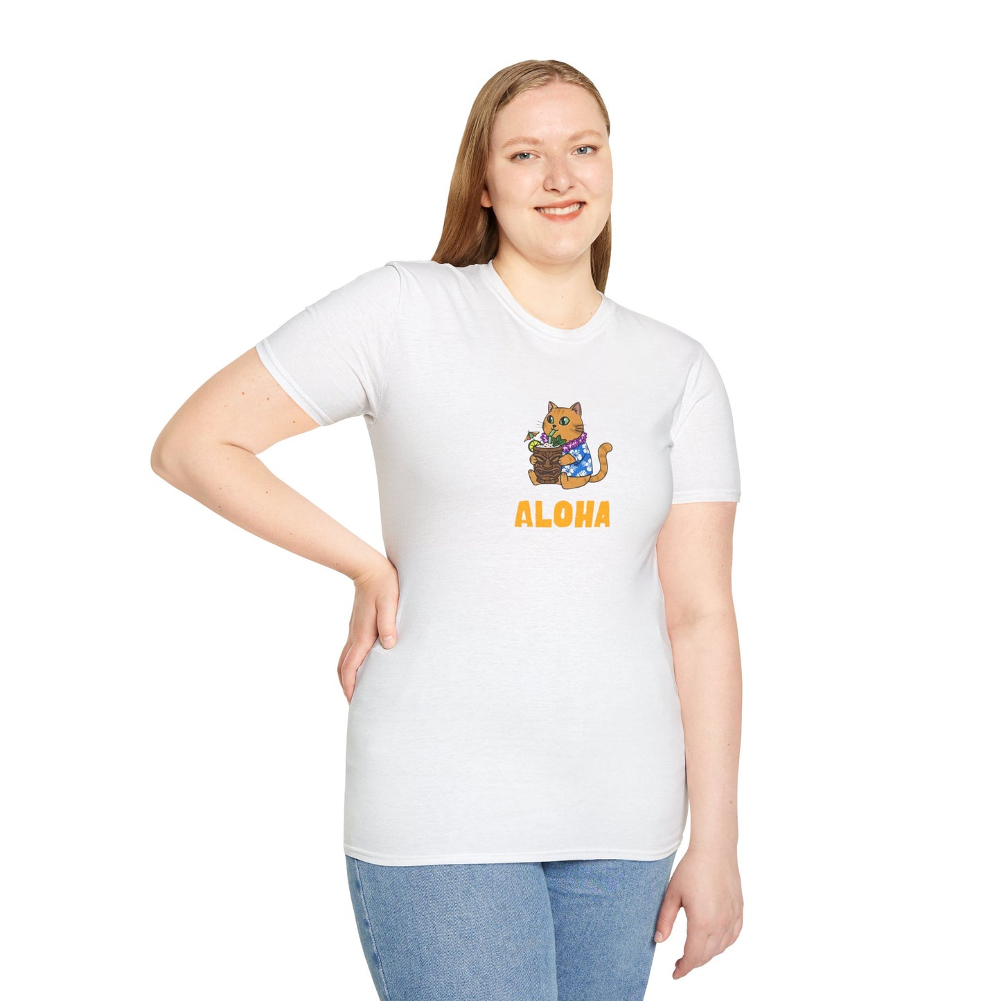 Aloha Cat T-Shirt | Hawaiian Shirt Kitty | Tropical Drink Tee | Summer Vacation Gift
