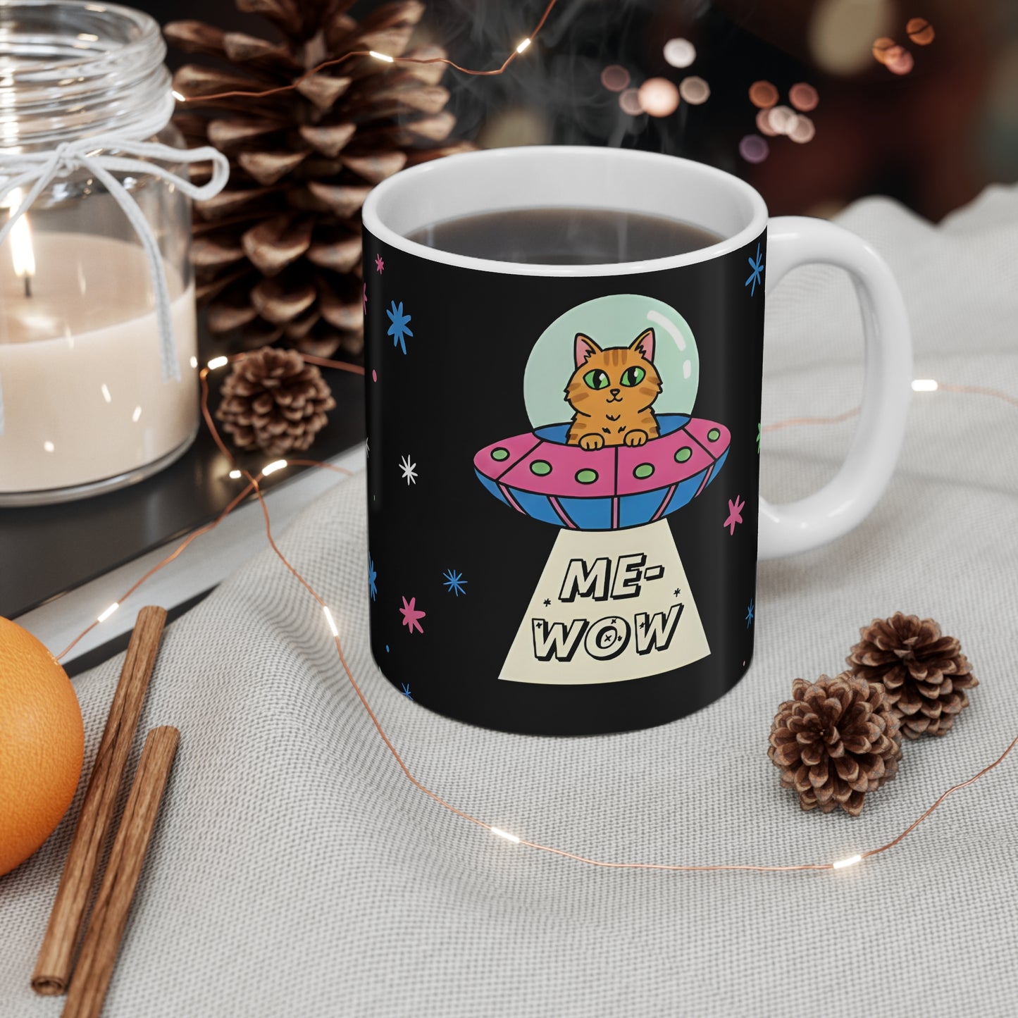 UFO Cat Coffee Mug | ME-WOW Mug | Funny Cat Lover Gift